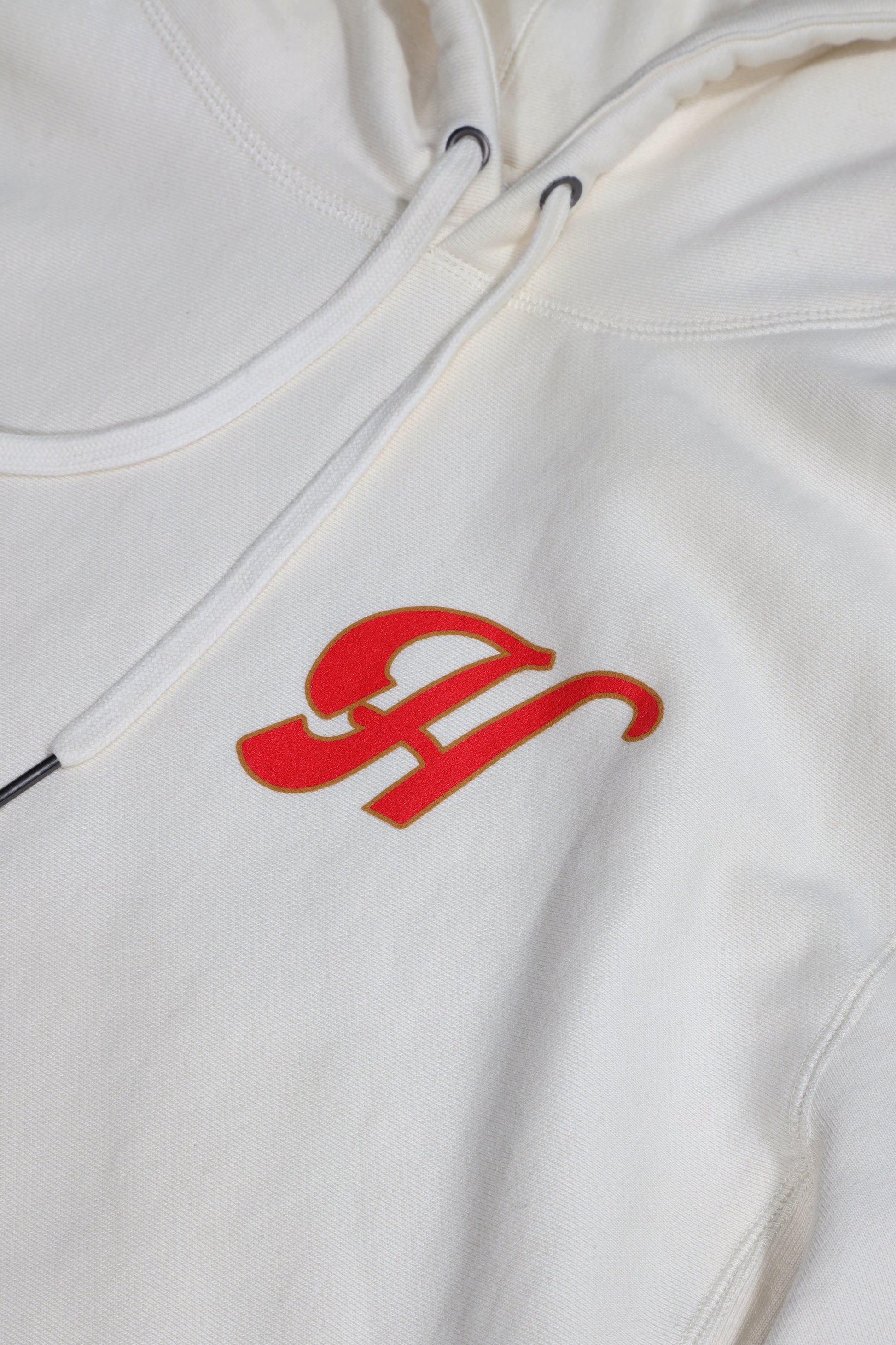 sol hoodie sweatshirt cream h logo close up